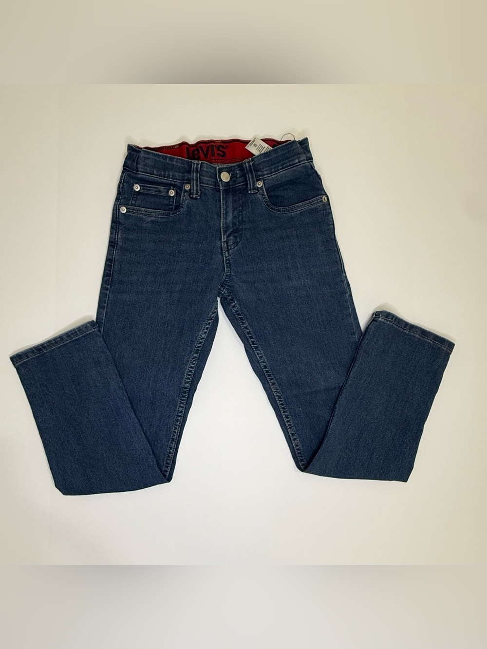 Kids/youth Levi's Dark Indigo Straight Jeans with Red Waistband Detail Sz 10